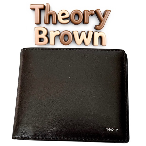 Theory Brown Lamb Leather Wallet – Bi-Fold 10 Card Slots EUC